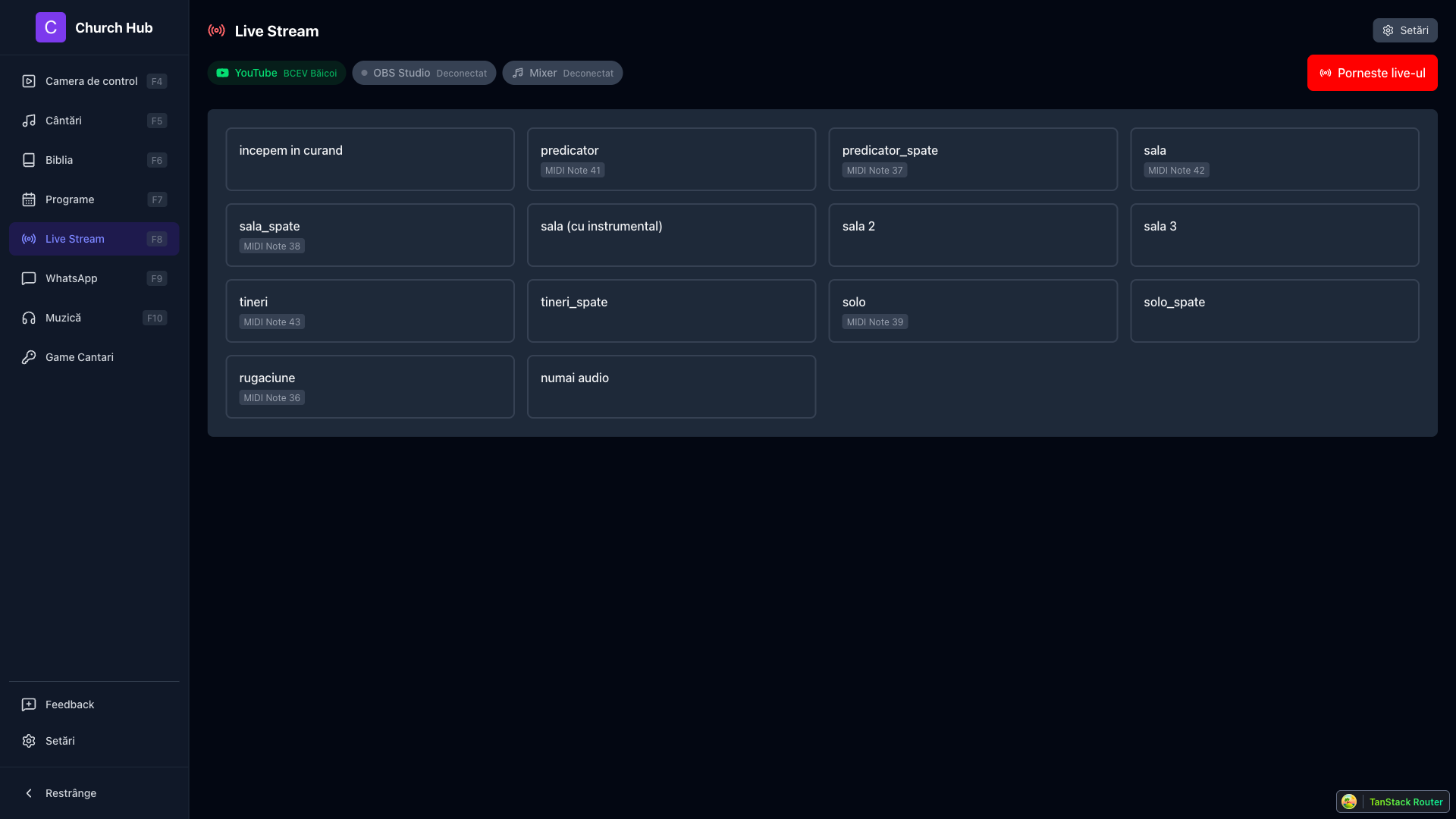 Integrare Livestream